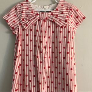 Mini Boden Dress / Red Stripes + Dots / Size 6-7